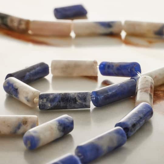 Blue & Gray Sodalite Tube, 12mm by Bead Landing™